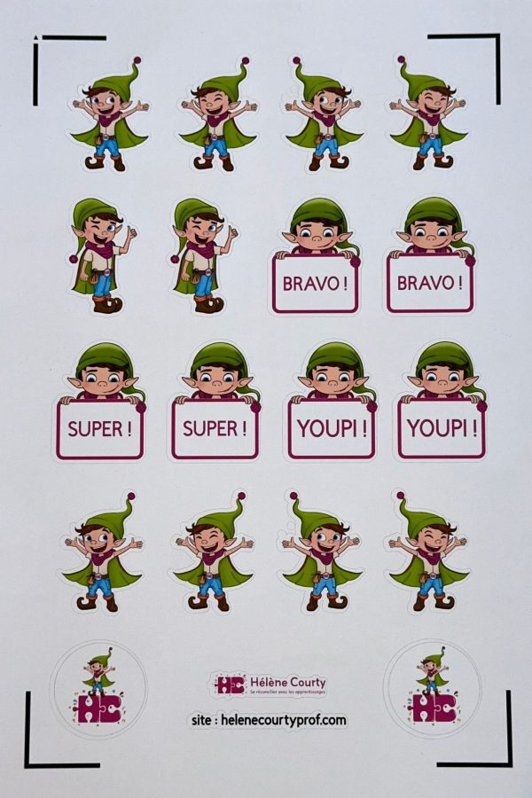 1 page d'autocollants pour varier la récompense visuelle (machine sans écran)